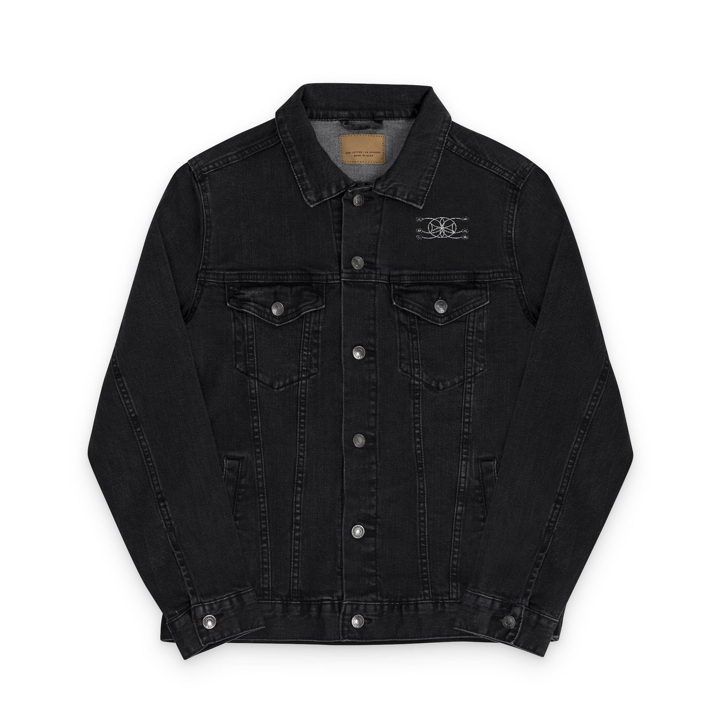 6Disciples White Logo Embroidered Denim